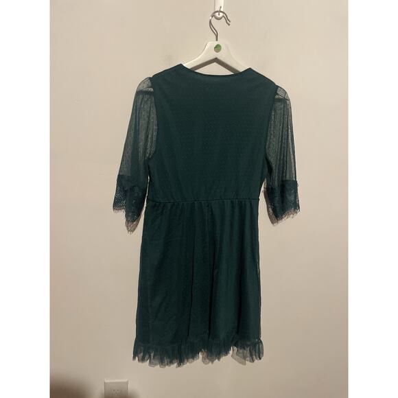 ASOS Green Mini Skater Dress with Lace. Size 8. Christmas Holiday - Picture 5 of 5